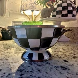 MacKenzie-Childs Black and White Checkered Colander